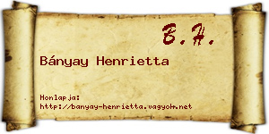 Bányay Henrietta névjegykártya